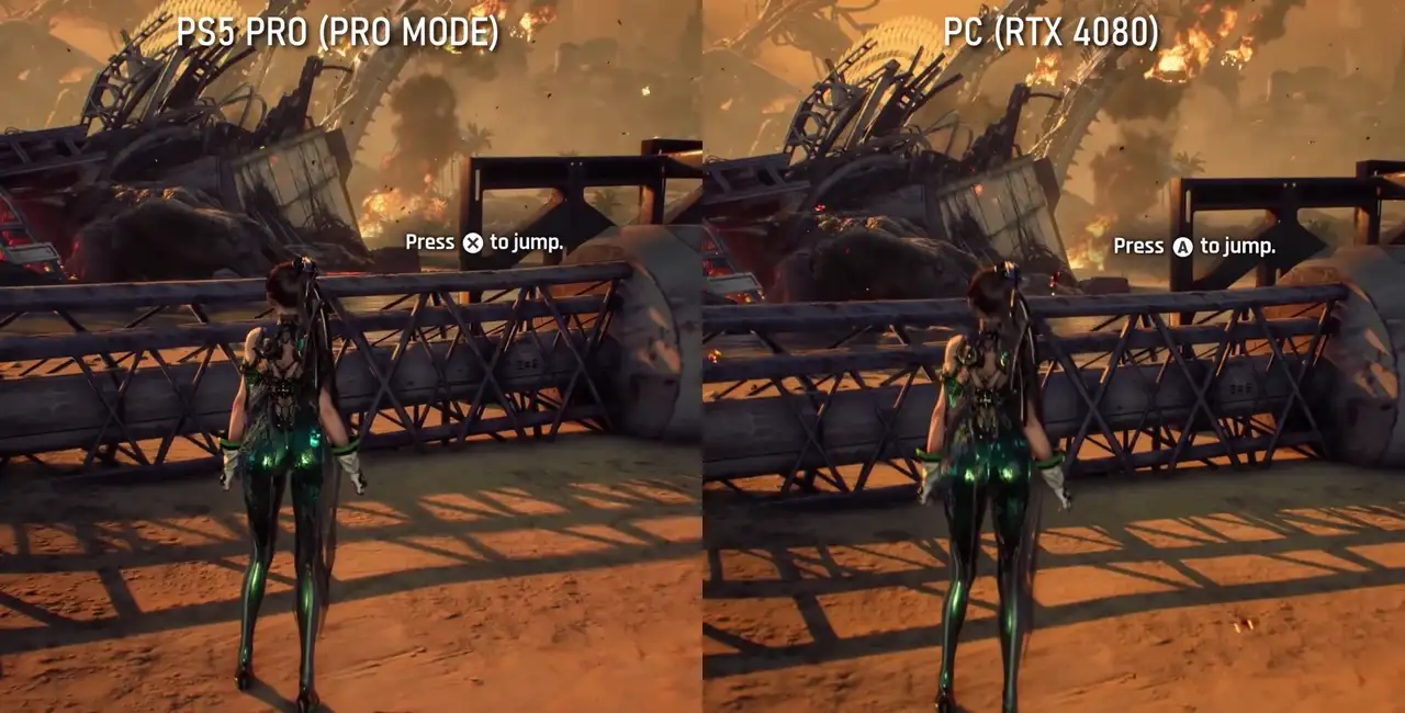 Stellar Blade PC and PS5 Pro graphics comparison screenshot